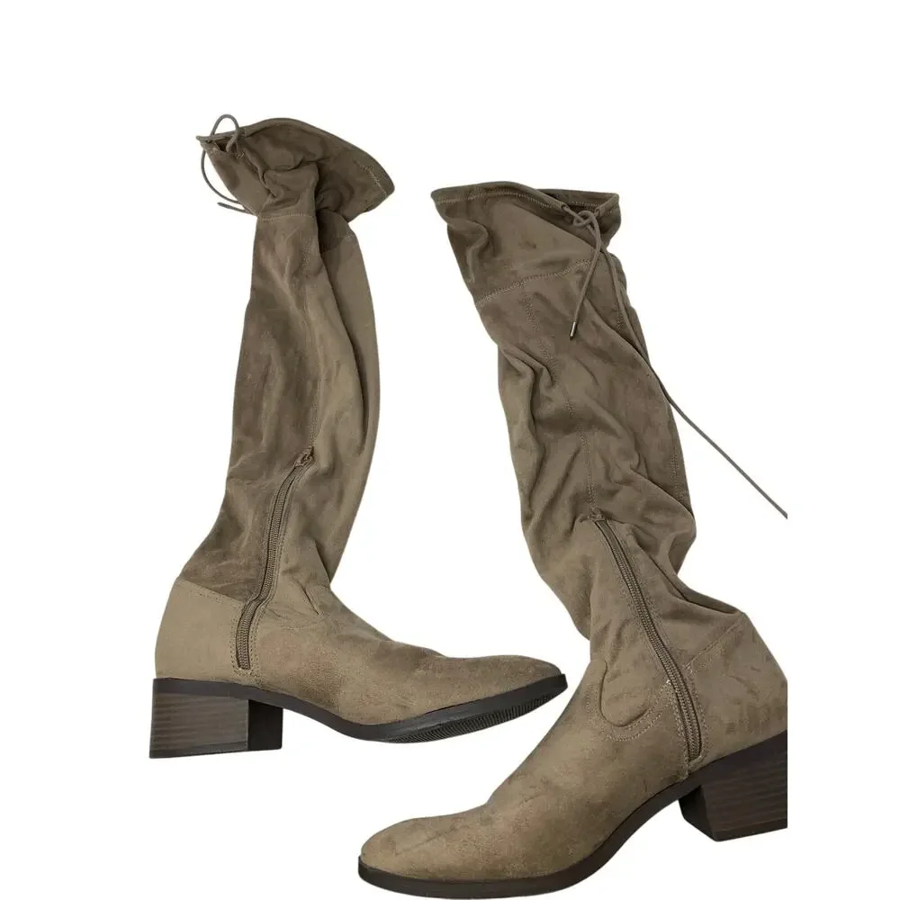 SM By Steve Madden New York Over The Knee Boots Womens Size 10 Brown Faux Suede